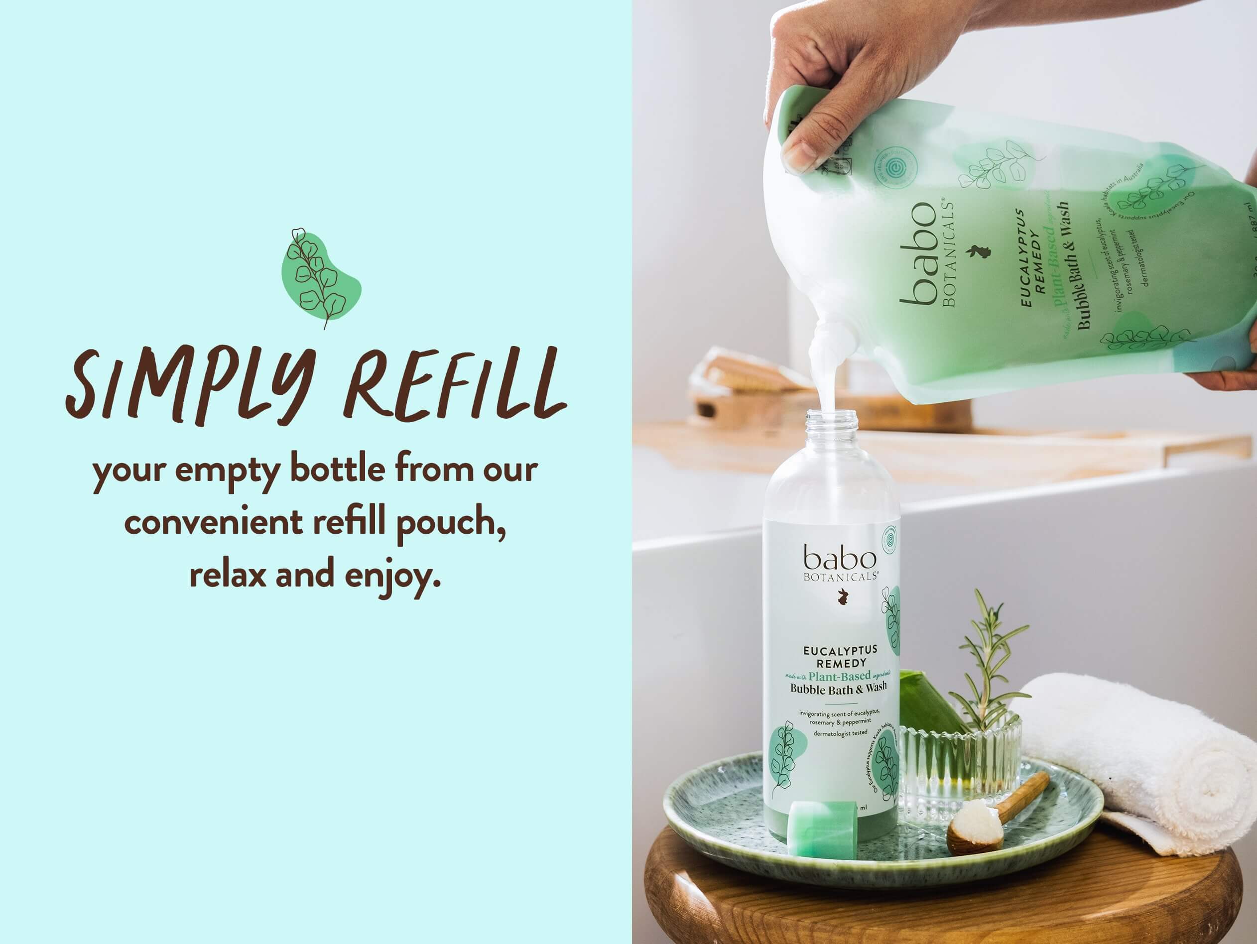 Eucalyptus Remedy Bubble Bath & Body Wash Refill Set - Image 3